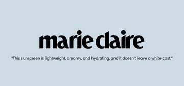 Marie Claire quote on sunscreen: lightweight, creamy, hydrating, leaves no white cast.