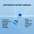 Lightweight watery ampoule providing deep moisture with 18 types of hyaluronic acid